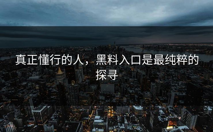 真正懂行的人，黑料入口是最纯粹的探寻