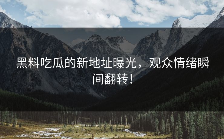 黑料吃瓜的新地址曝光，观众情绪瞬间翻转！