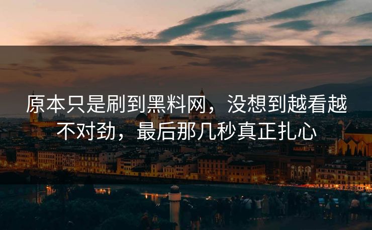原本只是刷到黑料网，没想到越看越不对劲，最后那几秒真正扎心
