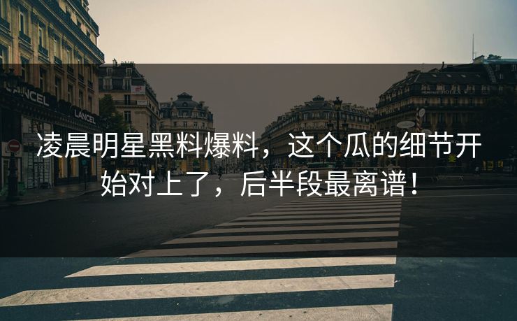 凌晨明星黑料爆料，这个瓜的细节开始对上了，后半段最离谱！
