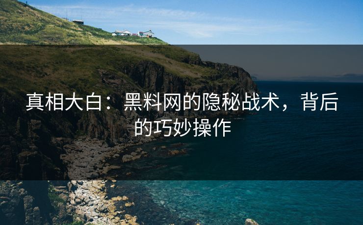真相大白:黑料网的隐秘战术,背后的巧妙操作 真相大白:黑料网的隐秘战术,背后的巧妙操作